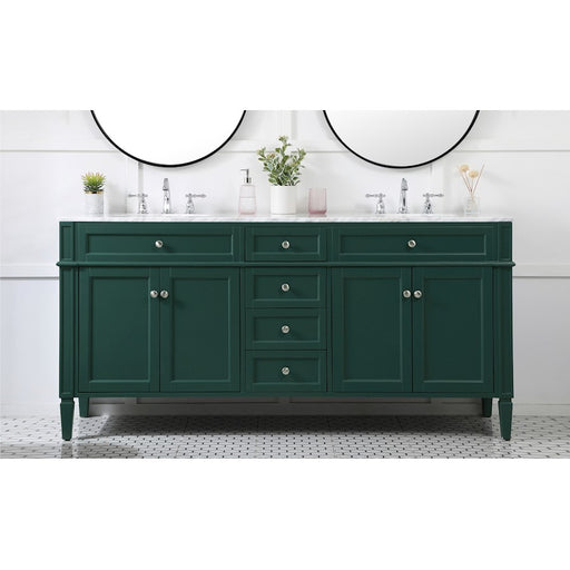 Elegant Kitchen/Bath Park Avenue 72" Double Bathroom Vanity, Green