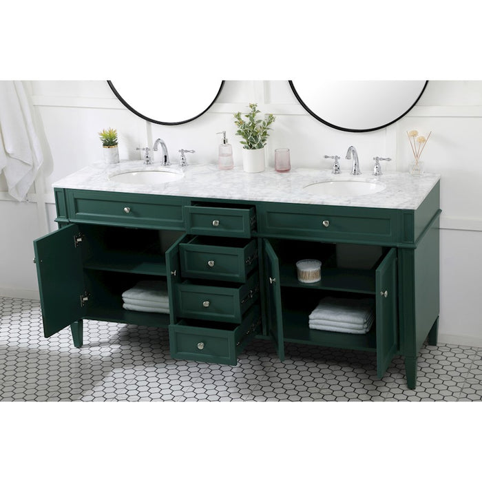 Elegant Kitchen/Bath Park Avenue 72" Double Bathroom Vanity, Green