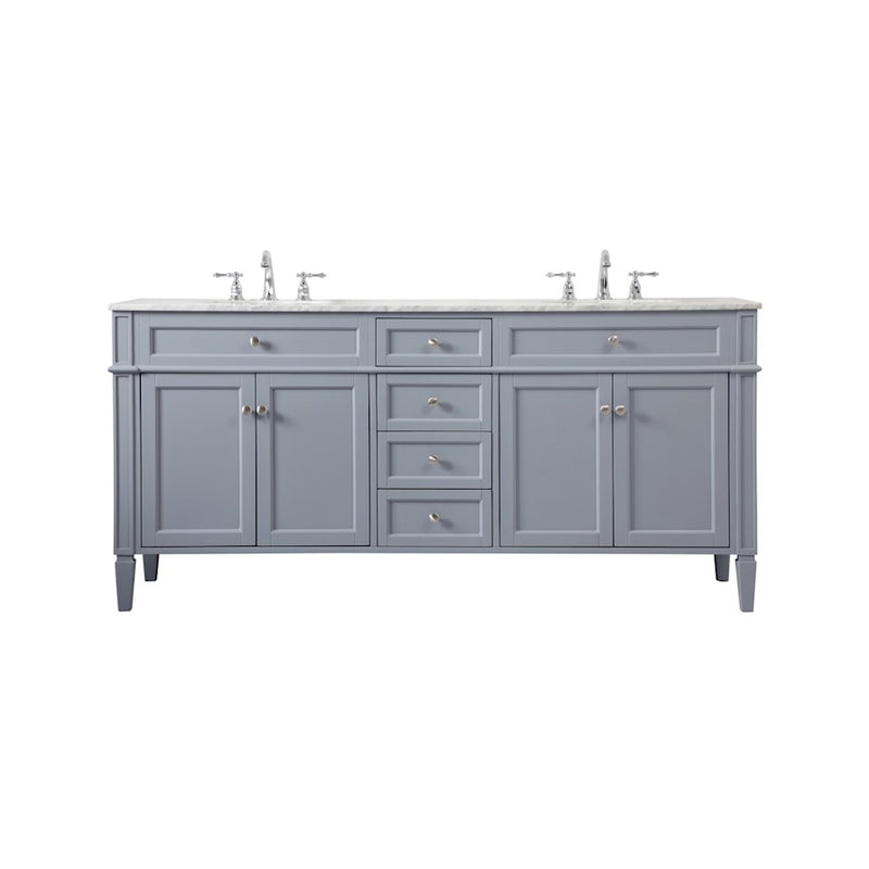 Elegant Kitchen/Bath Park Avenue 72" Double Bathroom Vanity, Grey - VF12572DGR
