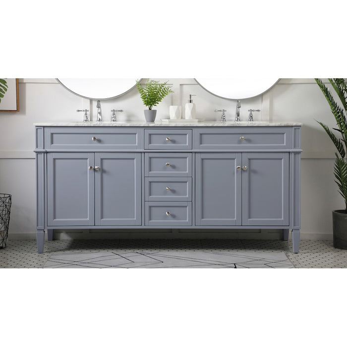 Elegant Kitchen/Bath Park Avenue 72" Double Bathroom Vanity, Grey