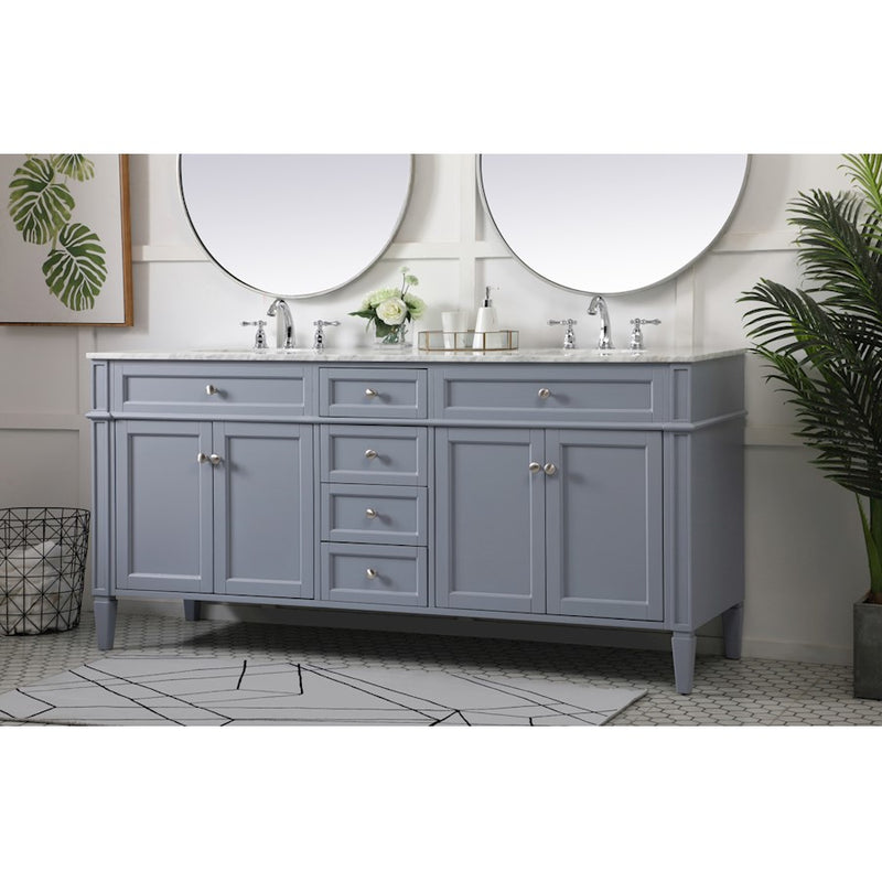 Elegant Kitchen/Bath Park Avenue 72" Double Bathroom Vanity, Grey