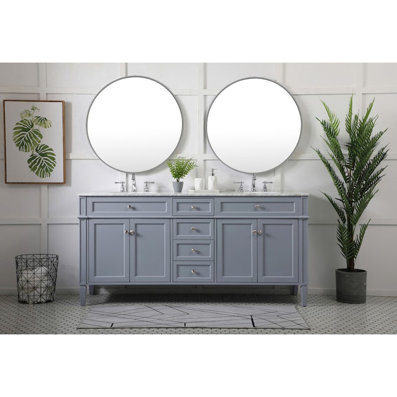 Elegant Kitchen/Bath Park Avenue 72" Double Bathroom Vanity, Grey