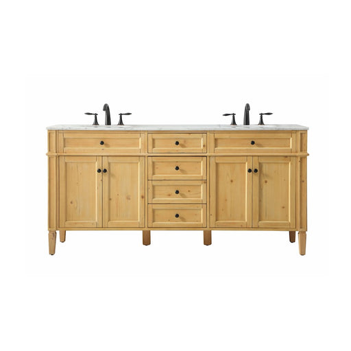 Elegant Park Avenue 72" Double Bathroom Vanity, Natural Wood - VF12572DNW