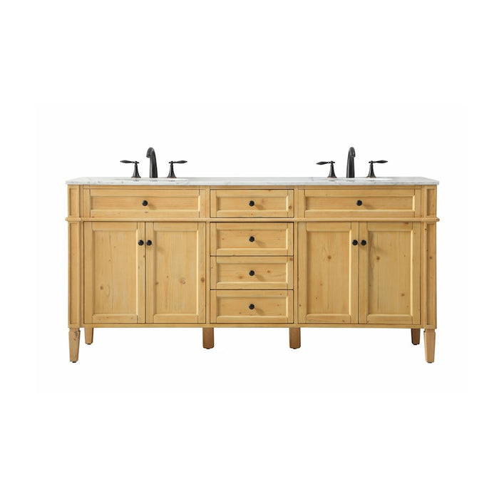 Elegant Park Avenue 72" Double Bathroom Vanity, Natural Wood - VF12572DNW