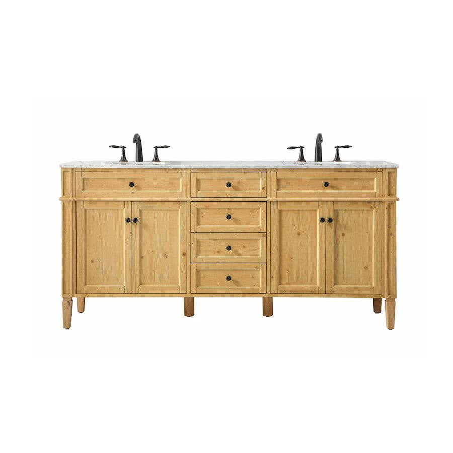 Elegant Park Avenue 72" Double Bathroom Vanity, Natural Wood - VF12572DNW