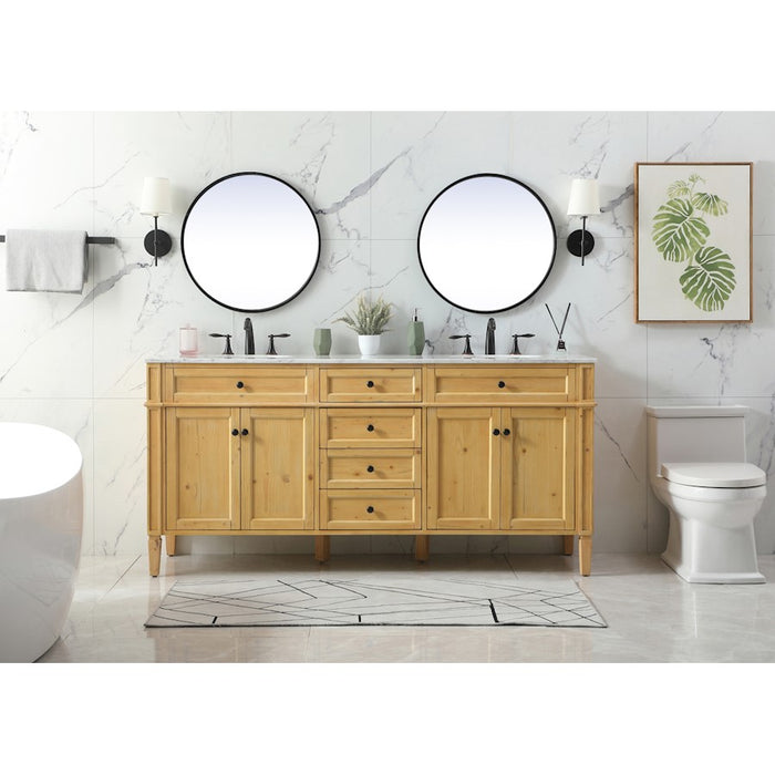 Elegant Park Avenue 72" Double Bathroom Vanity, Natural Wood