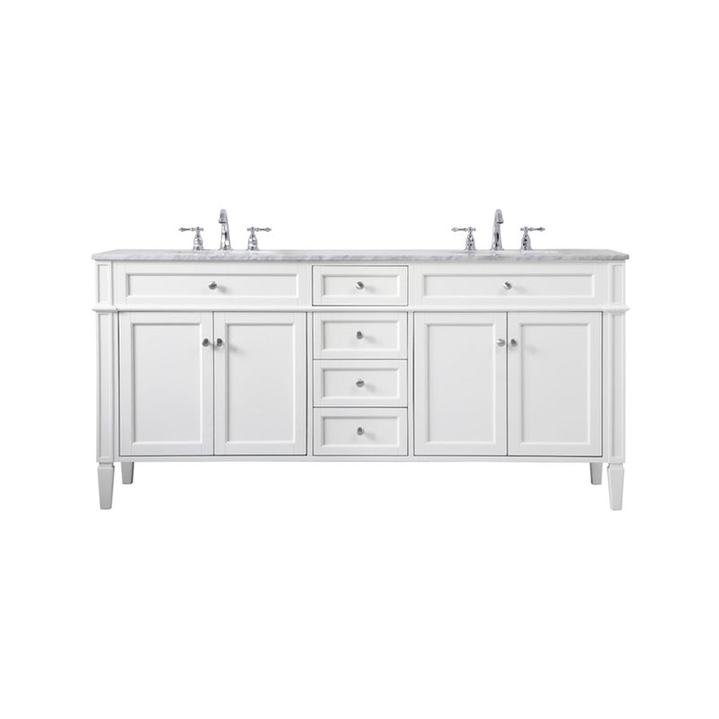 Elegant Kitchen/Bath Park Avenue 72" Double Bathroom Vanity, White - VF12572DWH