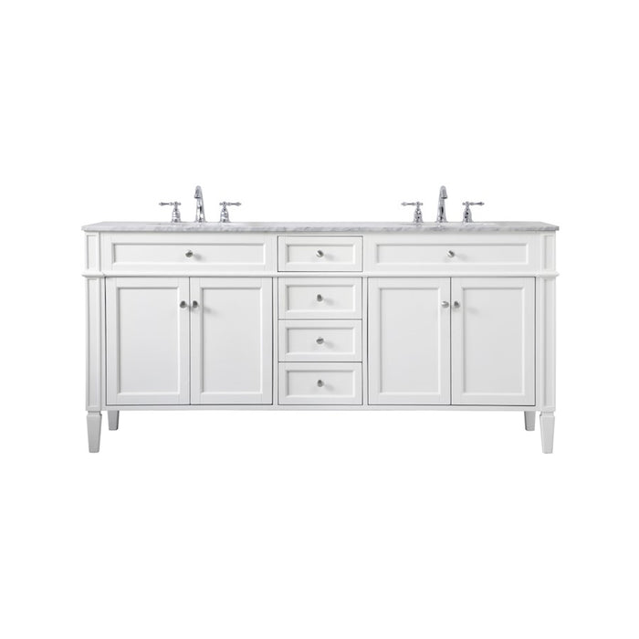 Elegant Kitchen/Bath Park Avenue 72" Double Bathroom Vanity, White - VF12572DWH
