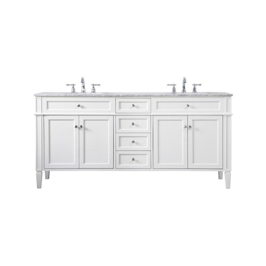 Elegant Kitchen/Bath Park Avenue 72" Double Bathroom Vanity, White - VF12572DWH