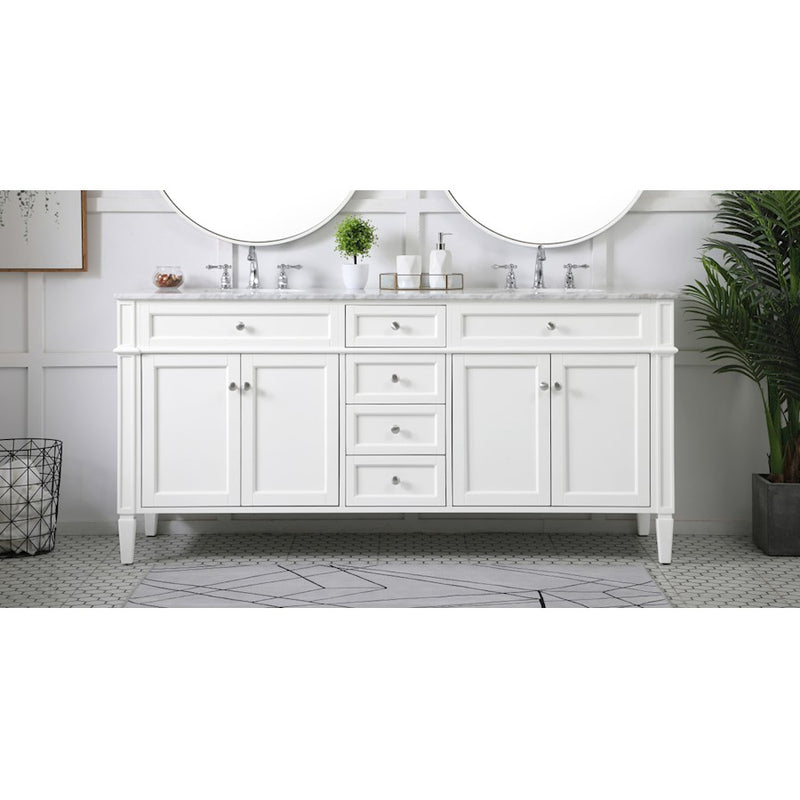 Elegant Kitchen/Bath Park Avenue 72" Double Bathroom Vanity, White