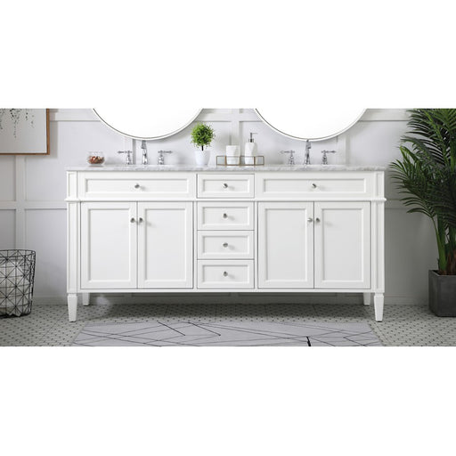 Elegant Kitchen/Bath Park Avenue 72" Double Bathroom Vanity, White