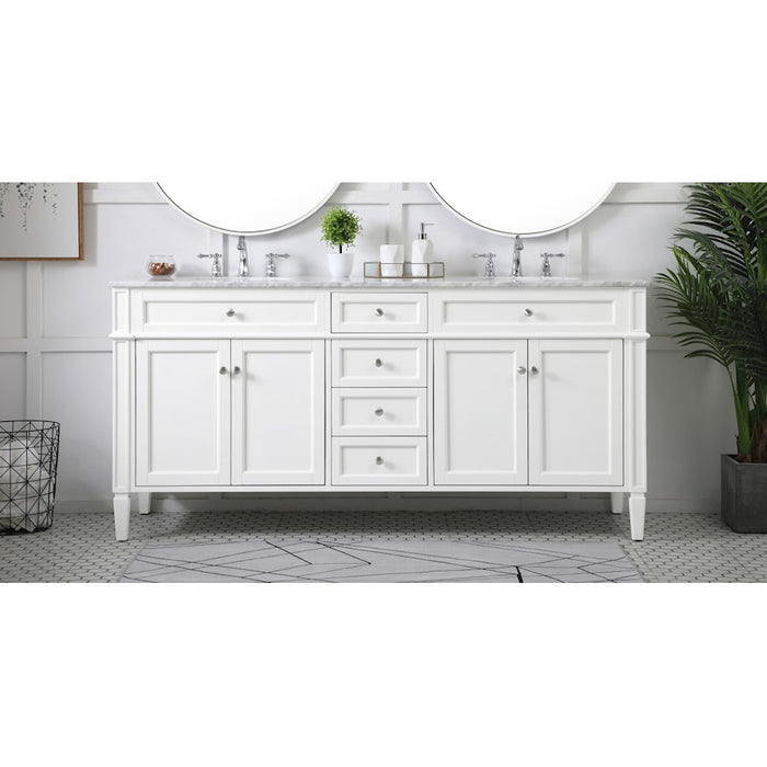 Elegant Kitchen/Bath Park Avenue 72" Double Bathroom Vanity, White