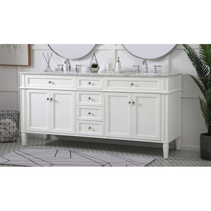 Elegant Kitchen/Bath Park Avenue 72" Double Bathroom Vanity, White