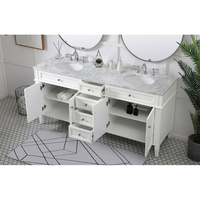 Elegant Kitchen/Bath Park Avenue 72" Double Bathroom Vanity, White