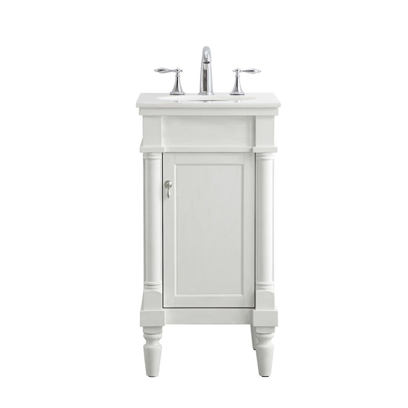 Elegant Lexington 18" Single Vanity, Antique White/Ivory Marble - VF13018AW-VW