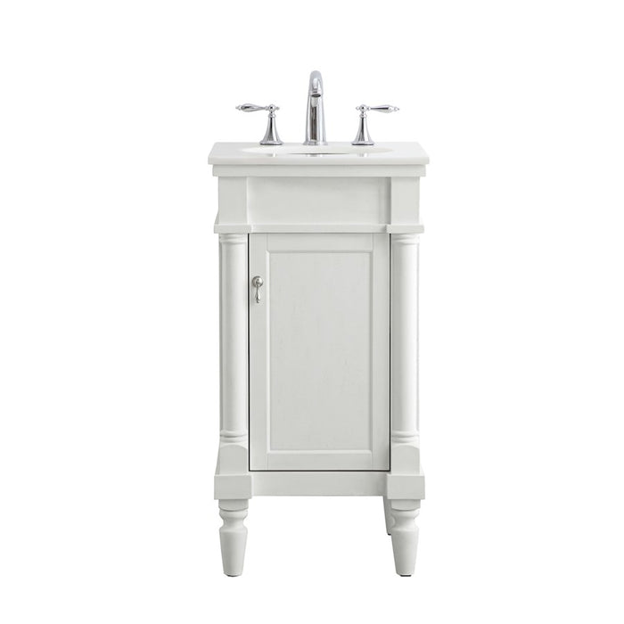 Elegant Lexington 18" Single Vanity, Antique White/Ivory Marble - VF13018AW-VW