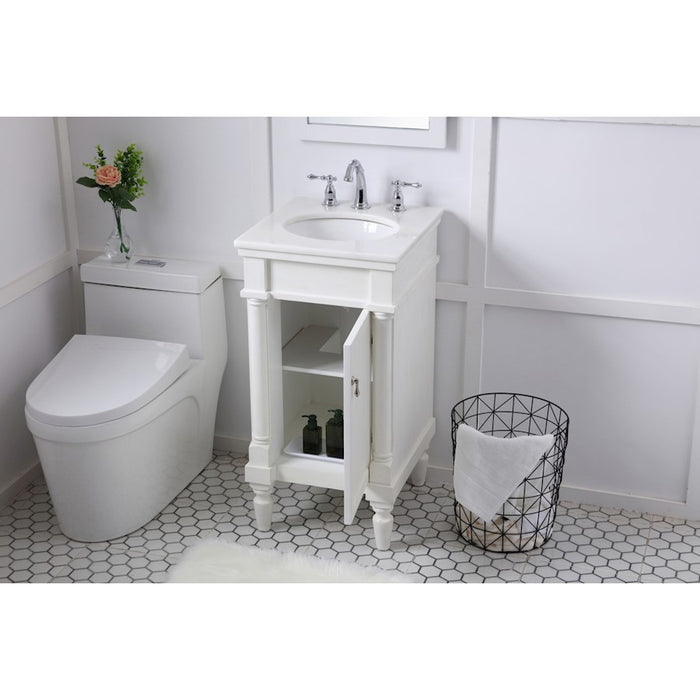 Elegant Lexington 18" Single Vanity, Antique White/Ivory Marble