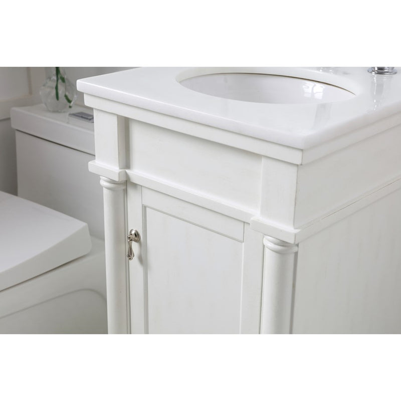 Elegant Lexington 18" Single Vanity, Antique White/Ivory Marble