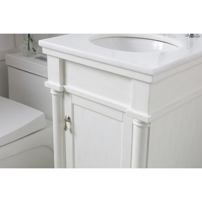 Elegant Lexington 18" Single Vanity, Antique White/Ivory Marble