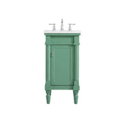 Elegant Lexington 18.5" Single Vanity, Vintage Mint/Ivory Marble - VF13018VM-VW