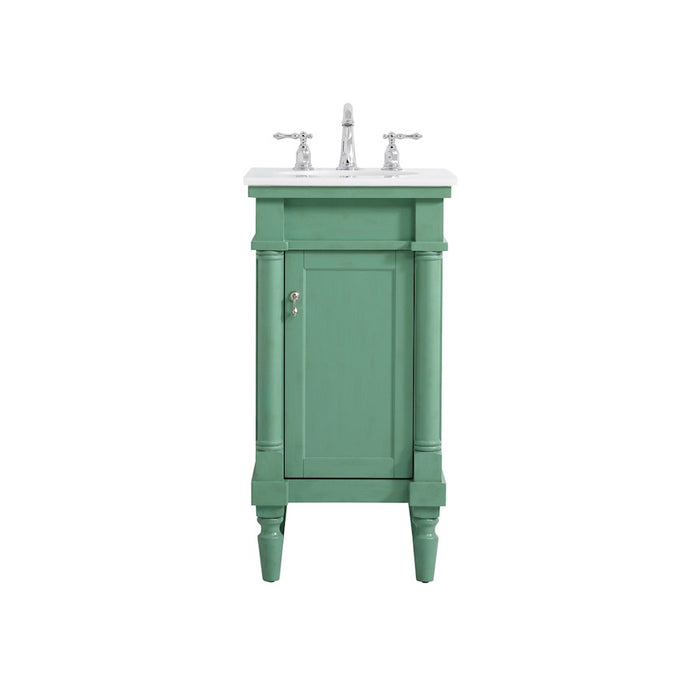 Elegant Lexington 18.5" Single Vanity, Vintage Mint/Ivory Marble - VF13018VM-VW