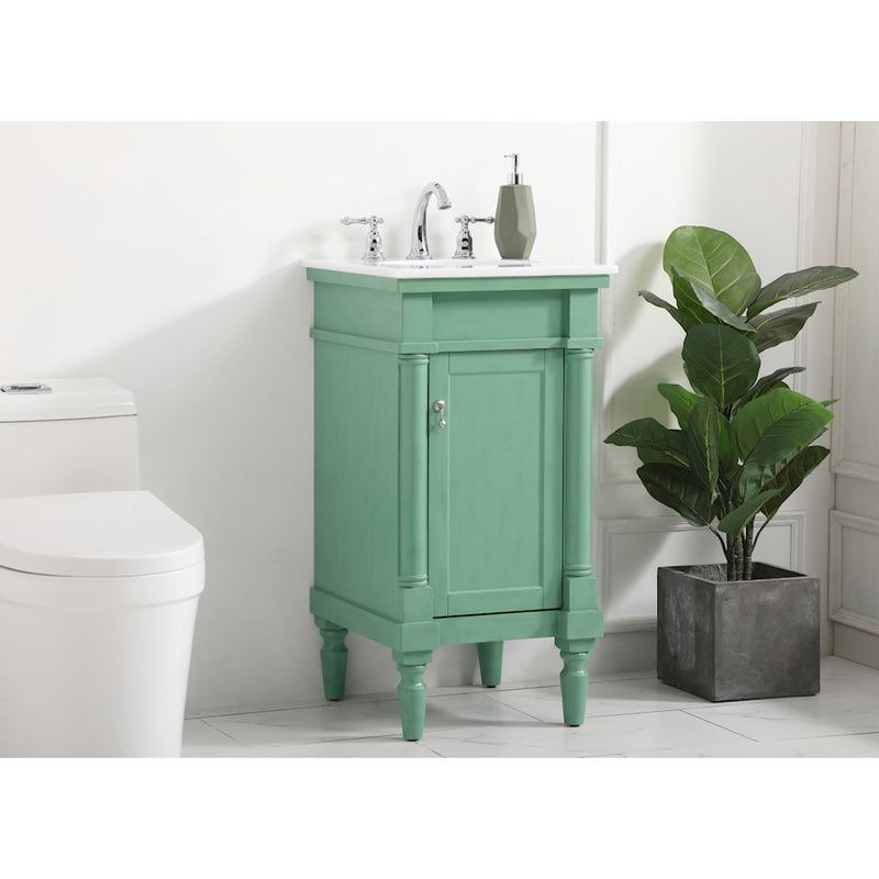 Elegant Lexington 18.5" Single Vanity, Vintage Mint/Ivory Marble