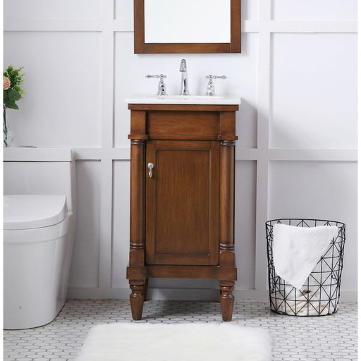Elegant Lexington 18" Single Vanity, Walnut/Ivory Marble