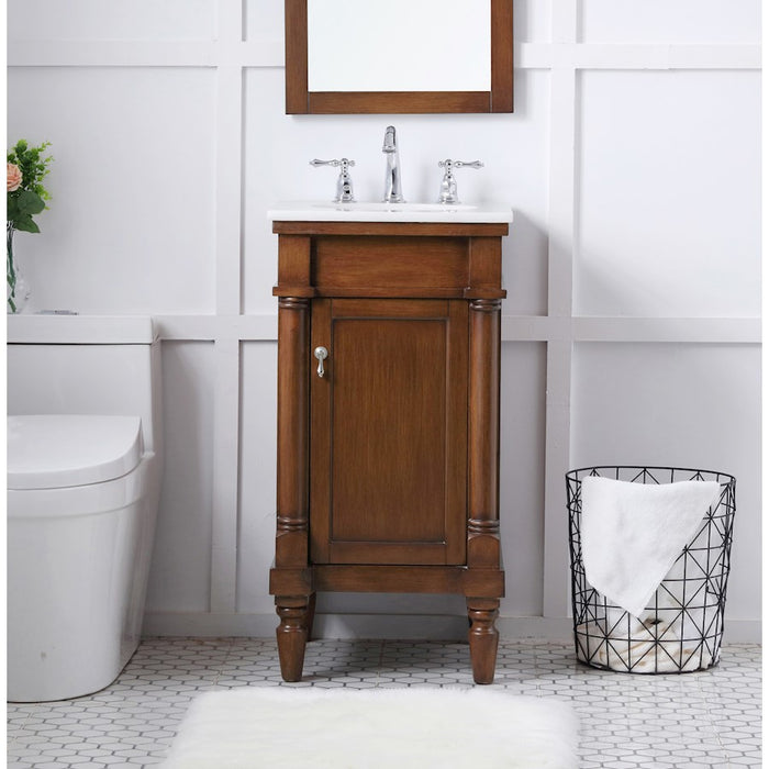 Elegant Lexington 18" Single Vanity, Walnut/Ivory Marble