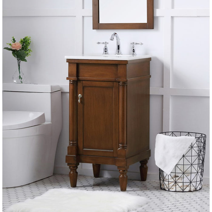 Elegant Lexington 18" Single Vanity, Walnut/Ivory Marble