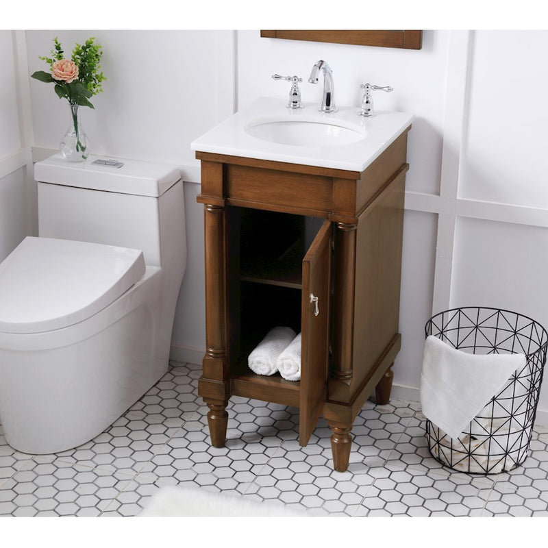 Elegant Lexington 18" Single Vanity, Walnut/Ivory Marble