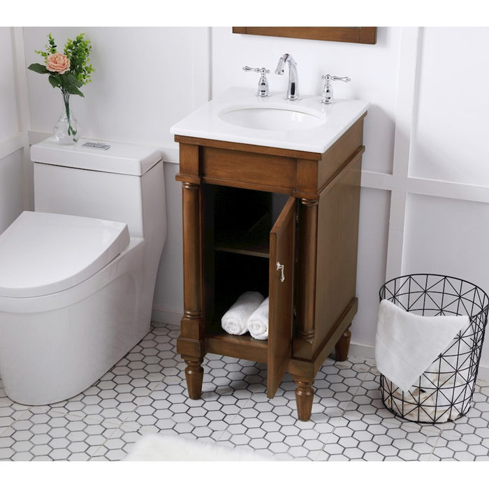 Elegant Lexington 18" Single Vanity, Walnut/Ivory Marble