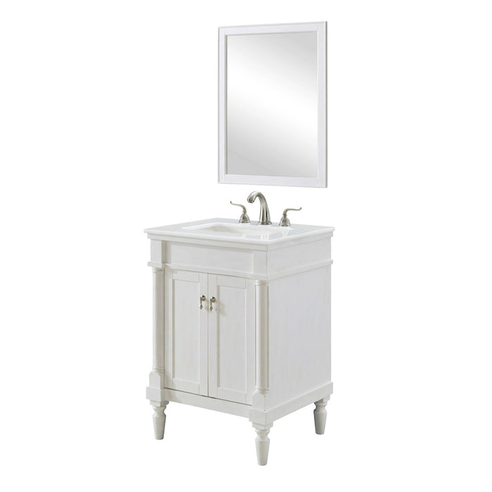 Elegant Lexington 24" Single Vanity, Antique White/Ivory Marble - VF13024AW-VW
