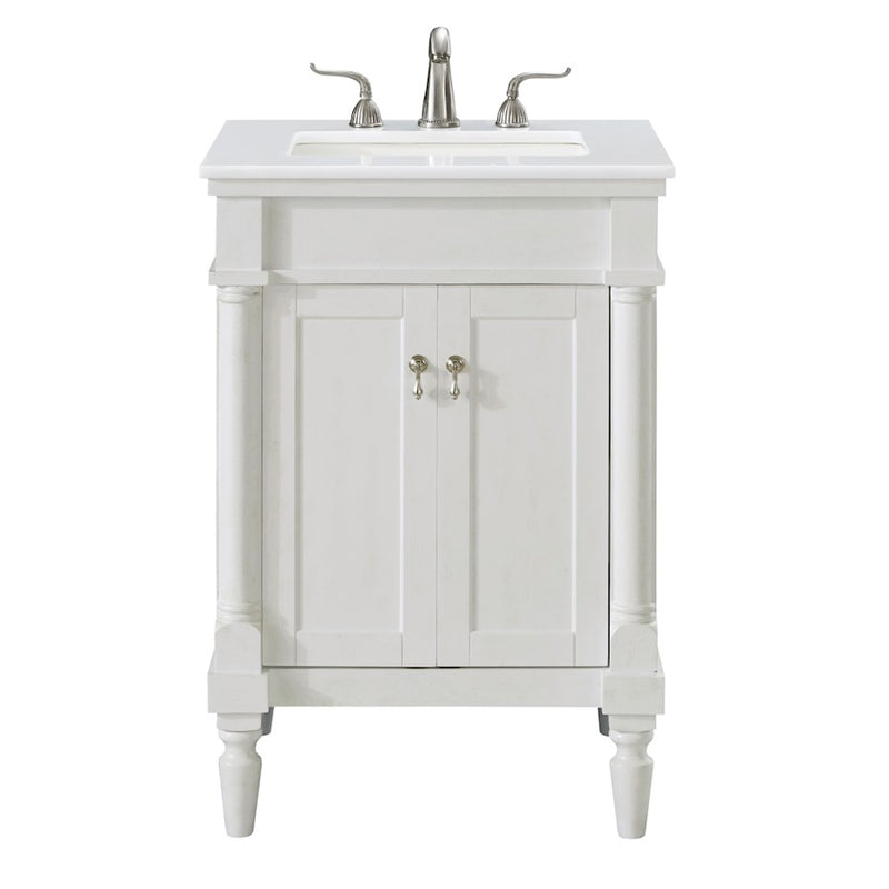 Elegant Lexington 24" Single Vanity, Antique White/Ivory Marble