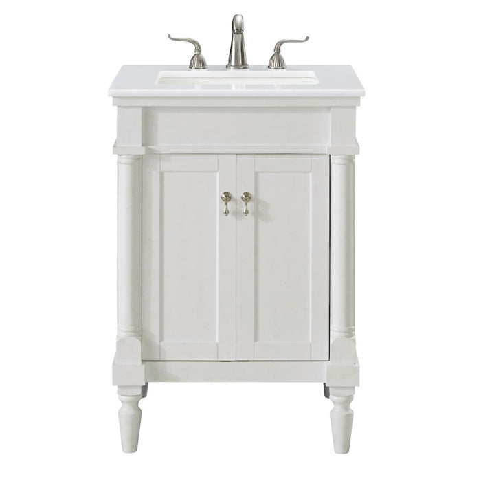 Elegant Lexington 24" Single Vanity, Antique White/Ivory Marble