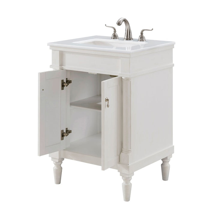 Elegant Lexington 24" Single Vanity, Antique White/Ivory Marble