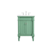 Elegant Lexington 24" Single Vanity, Vintage Mint/Ivory Marble - VF13024VM-VW
