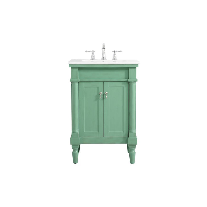Elegant Lexington 24" Single Vanity, Vintage Mint/Ivory Marble - VF13024VM-VW