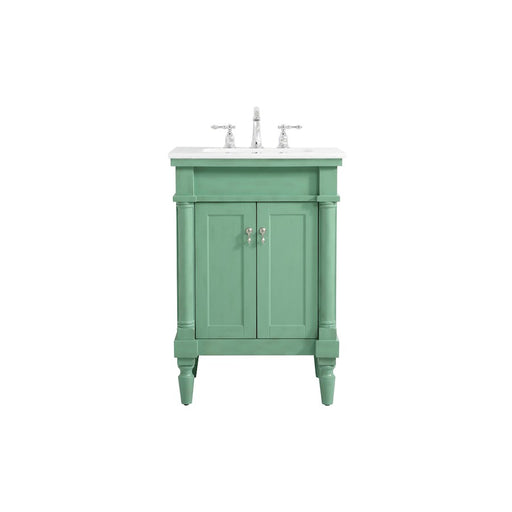 Elegant Lexington 24" Single Vanity, Vintage Mint/Ivory Marble - VF13024VM-VW