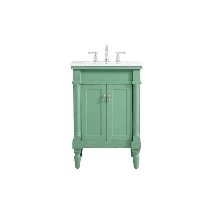 Elegant Lexington 24" Single Vanity, Vintage Mint/Ivory Marble - VF13024VM-VW