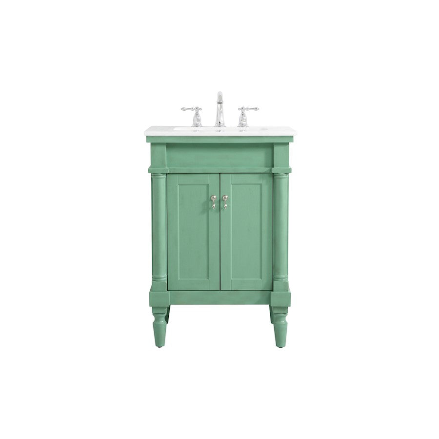 Elegant Lexington 24" Single Vanity, Vintage Mint/Ivory Marble - VF13024VM-VW