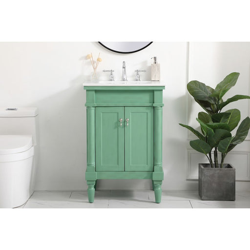 Elegant Lexington 24" Single Vanity, Vintage Mint/Ivory Marble