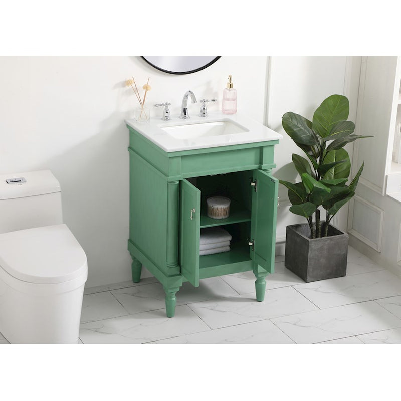 Elegant Lexington 24" Single Vanity, Vintage Mint/Ivory Marble