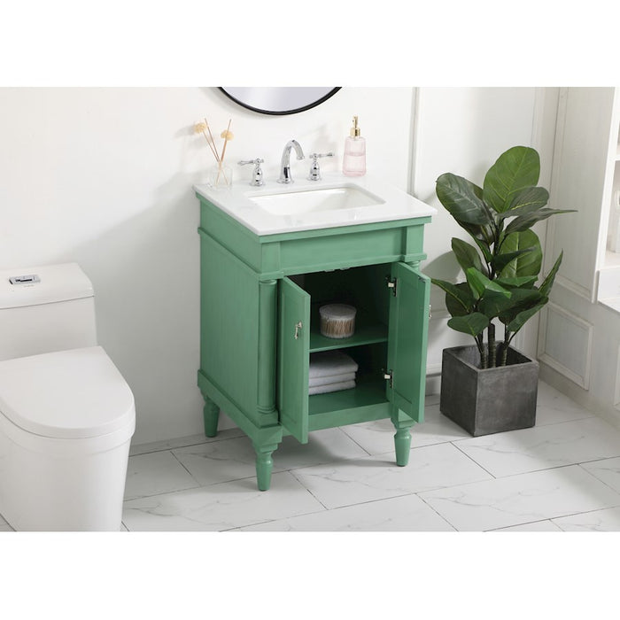 Elegant Lexington 24" Single Vanity, Vintage Mint/Ivory Marble