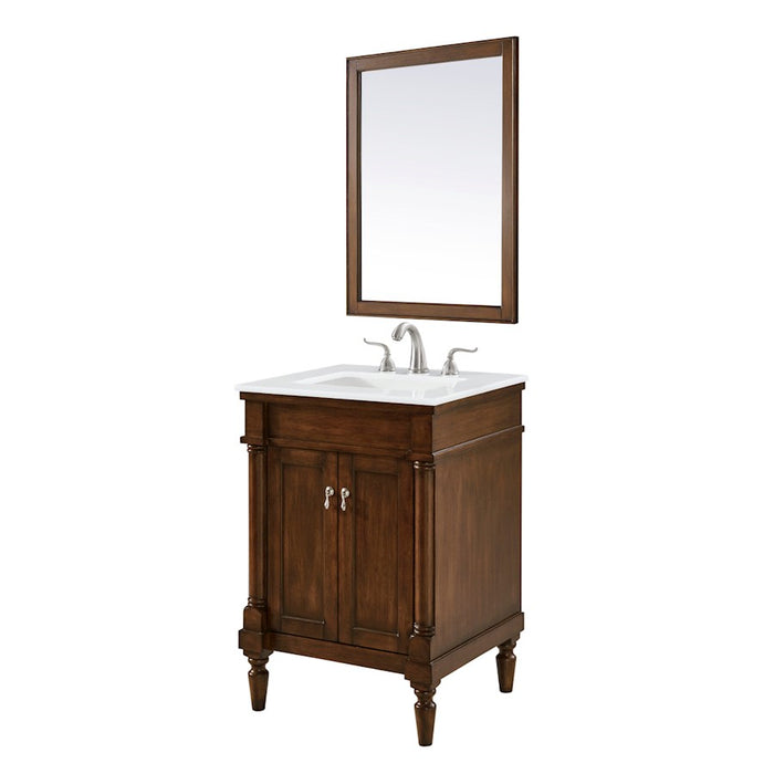 Elegant Lexington 24" Single Vanity, Walnut/Ivory Marble - VF13024WT-VW