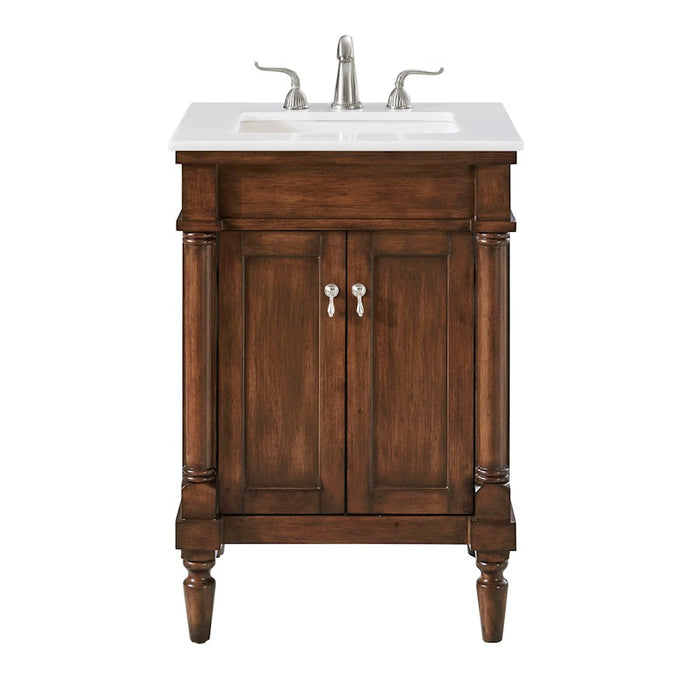 Elegant Lexington 24" Single Vanity, Walnut/Ivory Marble