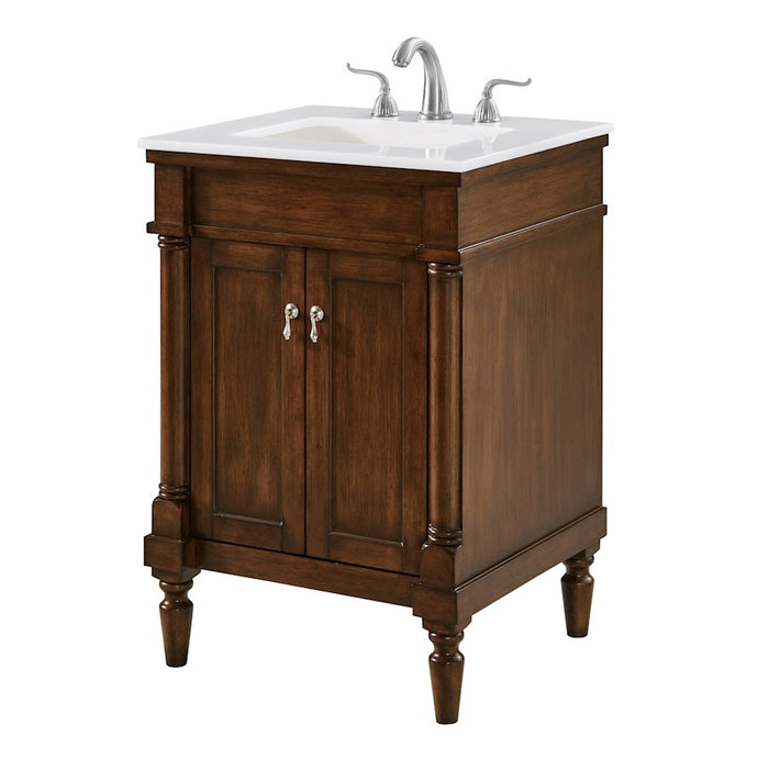 Elegant Lexington 24" Single Vanity, Walnut/Ivory Marble