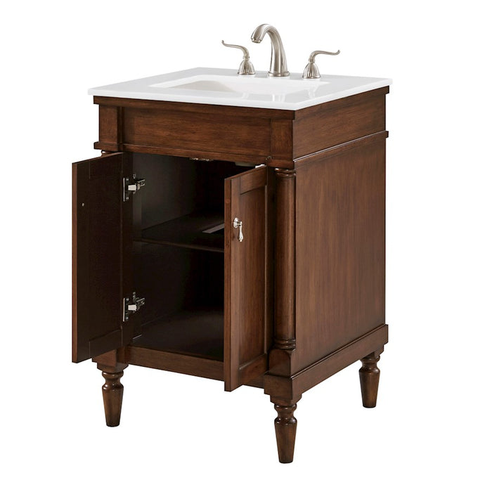 Elegant Lexington 24" Single Vanity, Walnut/Ivory Marble