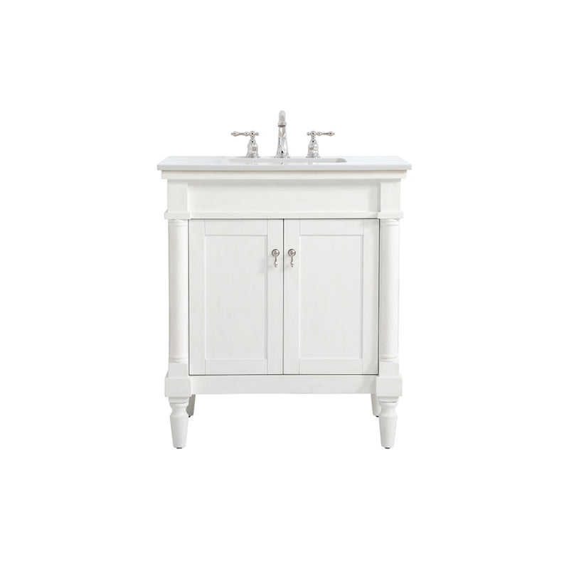 Elegant Decor Lexington 30" Single Vanity, AWH/Ivory Marble - VF13030AW-VW
