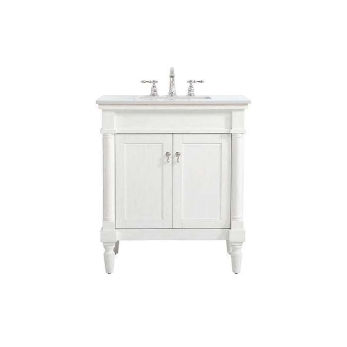 Elegant Decor Lexington 30" Single Vanity, AWH/Ivory Marble - VF13030AW-VW