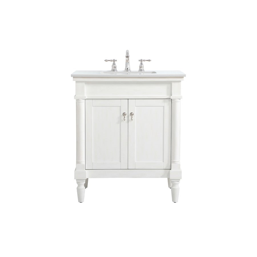 Elegant Decor Lexington 30" Single Vanity, AWH/Ivory Marble - VF13030AW-VW